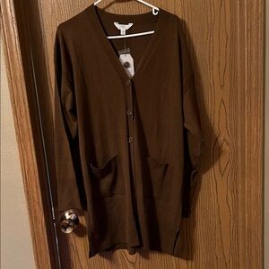 New Time and True Brown Button-Up Cardigan